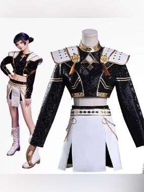 NWT-K-Pop Demon Hunters Cosplay Zoey Adult Costume W/ Wig and Earrings - XS